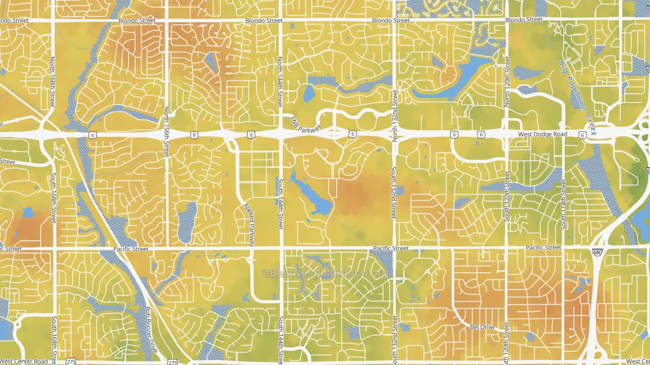 Bike Grade map of 68010, NE
