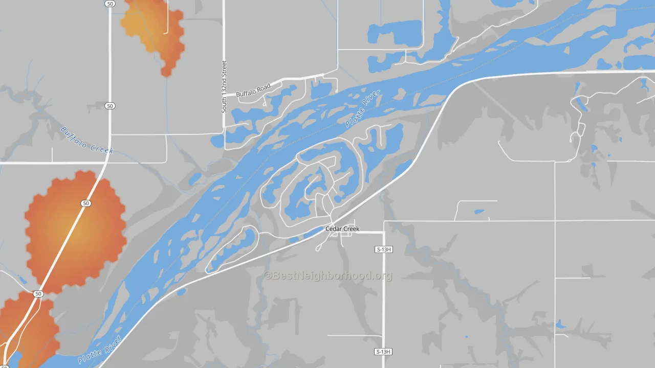 Bike Grade map of 68016, NE