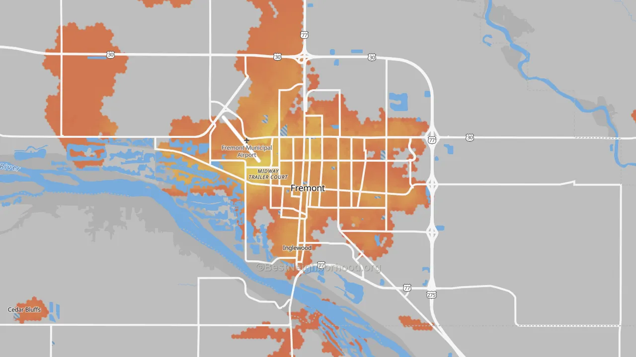 Bike Grade map of 68025, NE