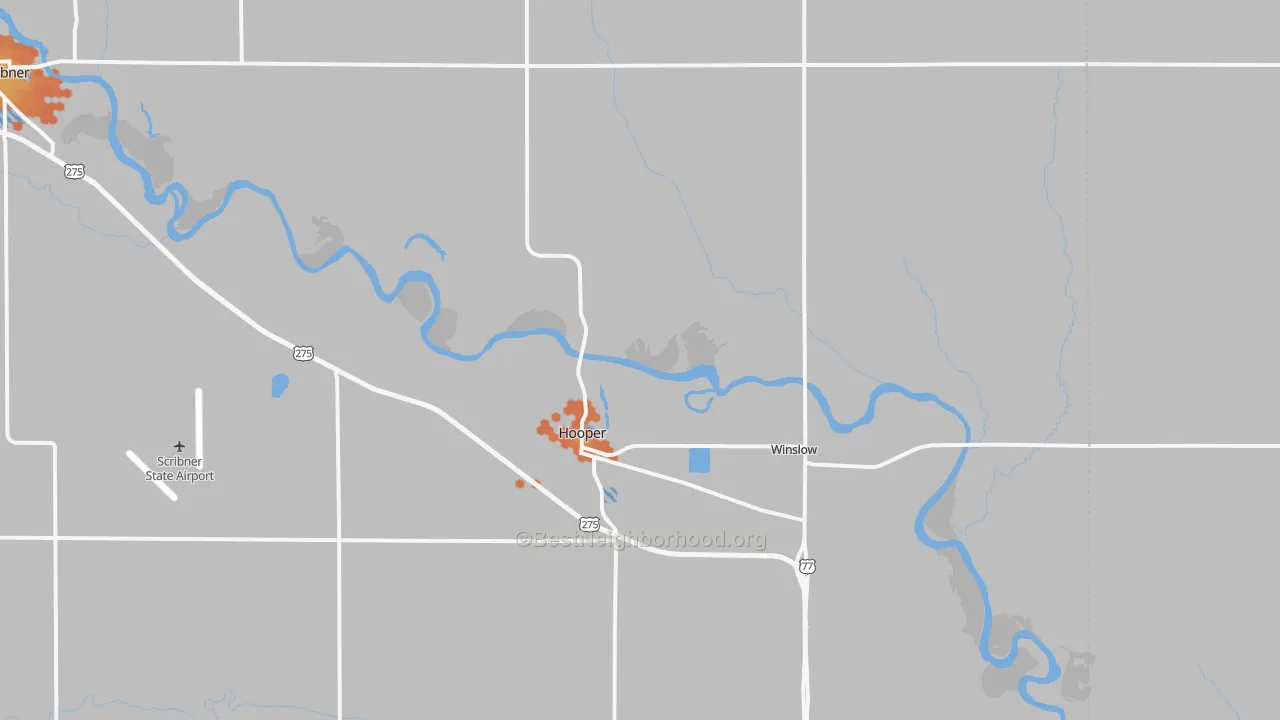 Bike Grade map of 68031, NE