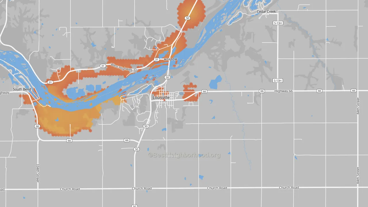 Bike Grade map of 68037, NE