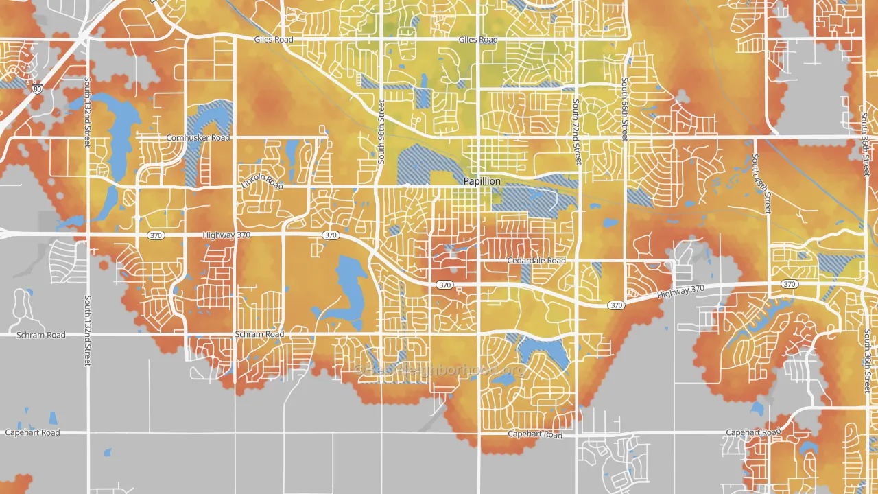 Bike Grade map of 68046, NE