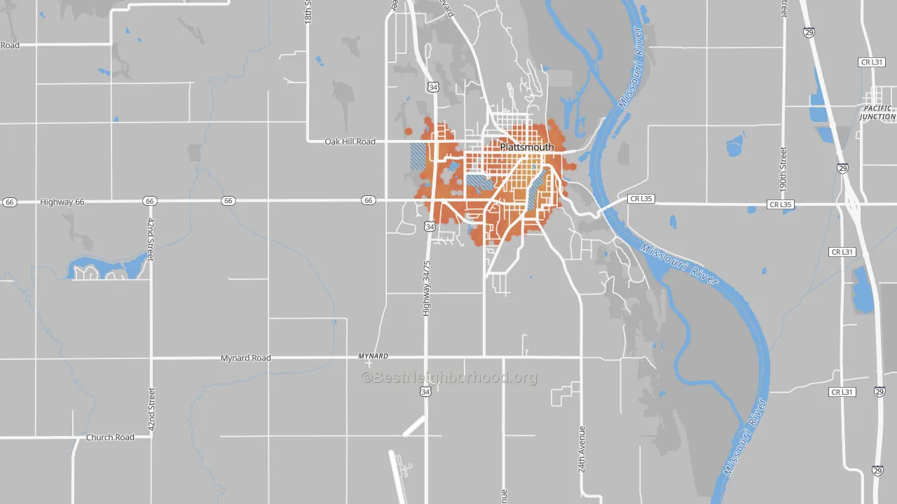 Bike Grade map of 68048, NE