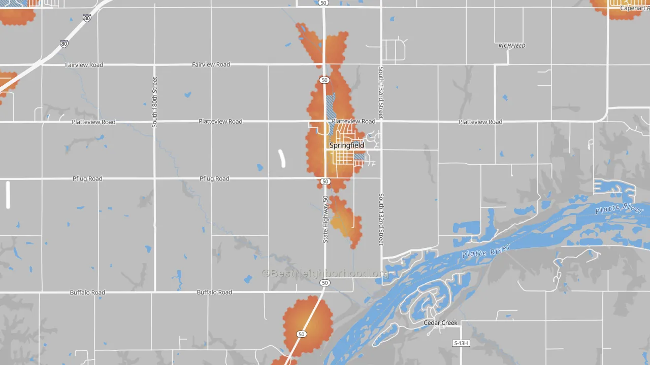 Bike Grade map of 68059, NE