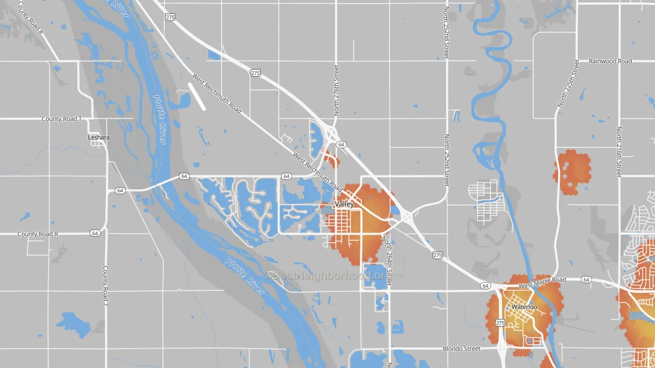 Bike Grade map of 68064, NE