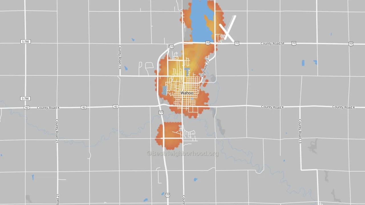 Bike Grade map of 68066, NE