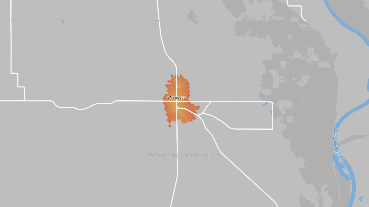 Bike Grade map of 68071, NE