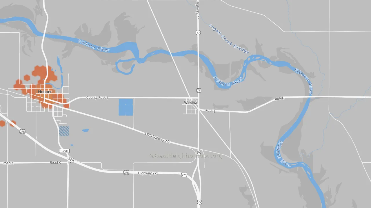 Bike Grade map of 68072, NE