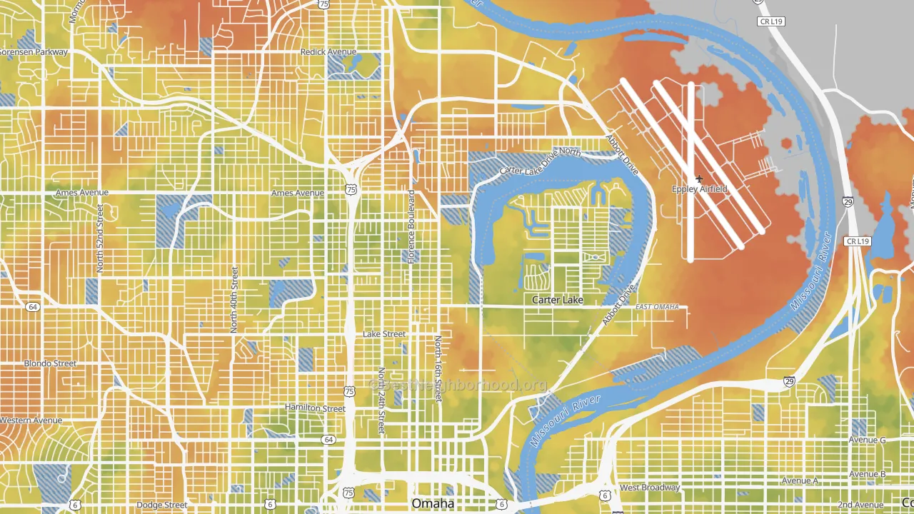 Bike Grade map of 68110, NE