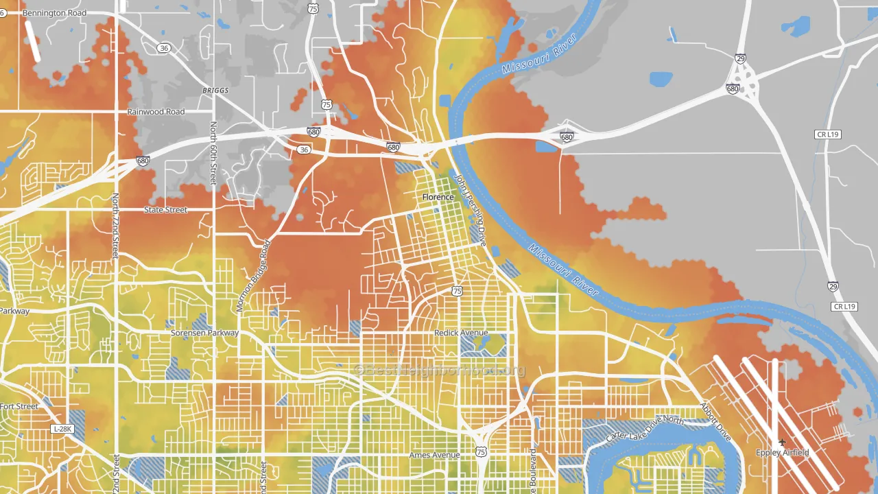 Bike Grade map of 68112, NE