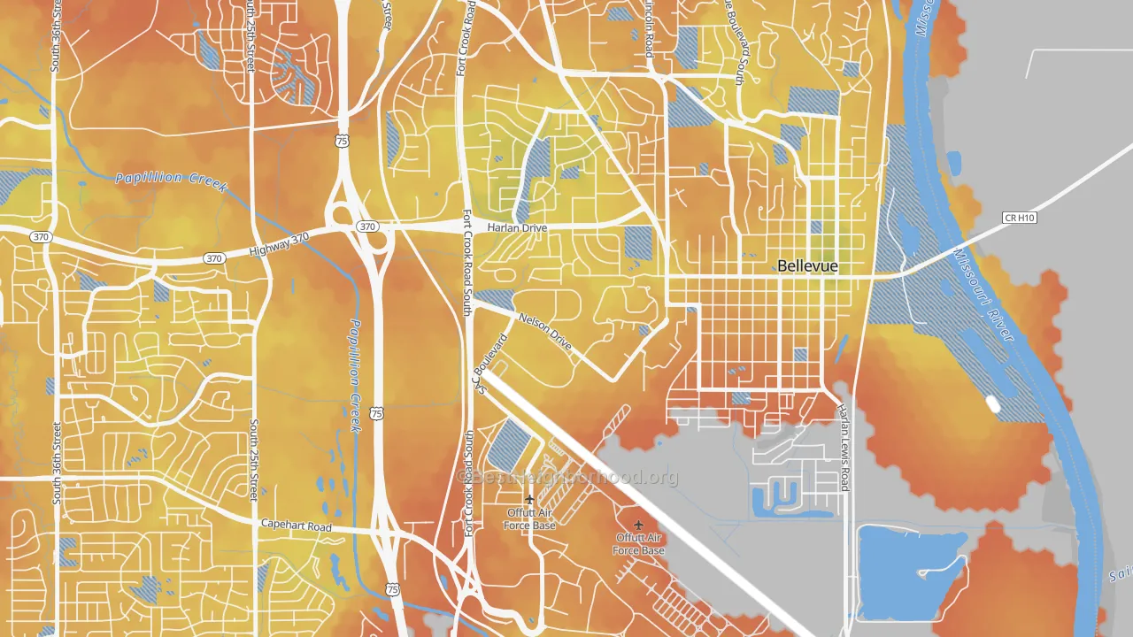 Bike Grade map of 68113, NE