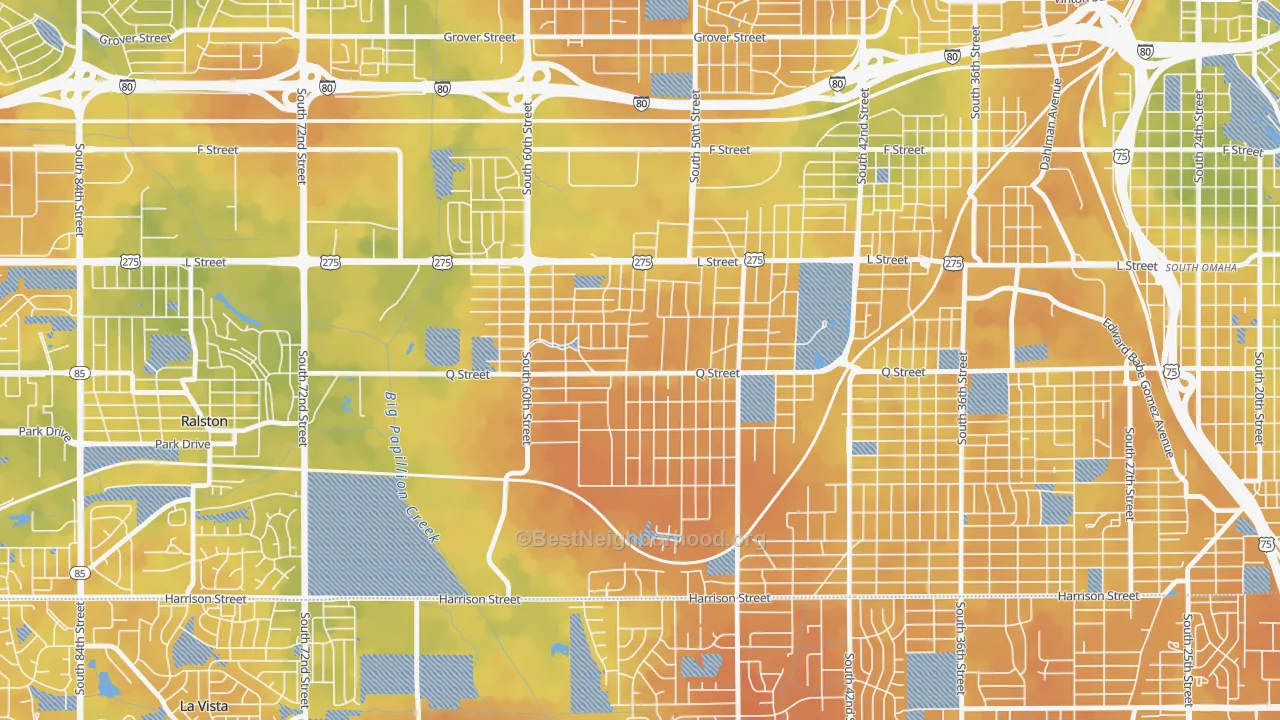 Bike Grade map of 68117, NE