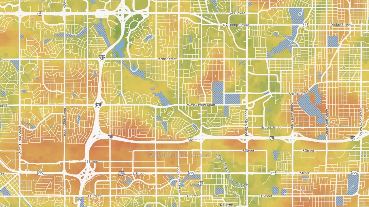 Bike Grade map of 68124, NE