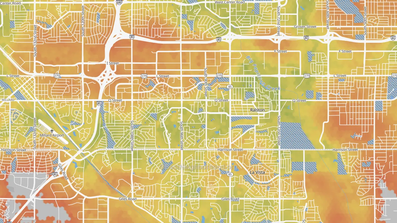 Bike Grade map of 68127, NE