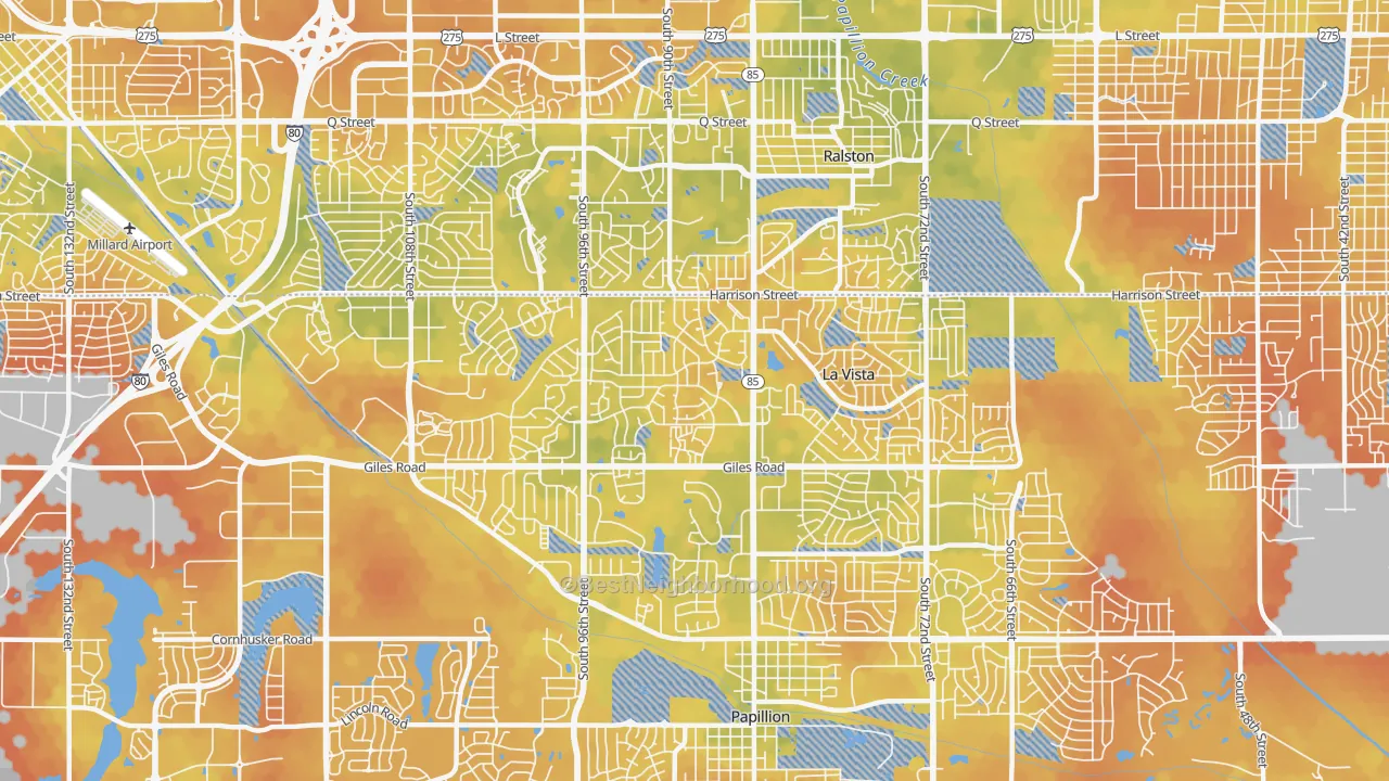 Bike Grade map of 68128, NE