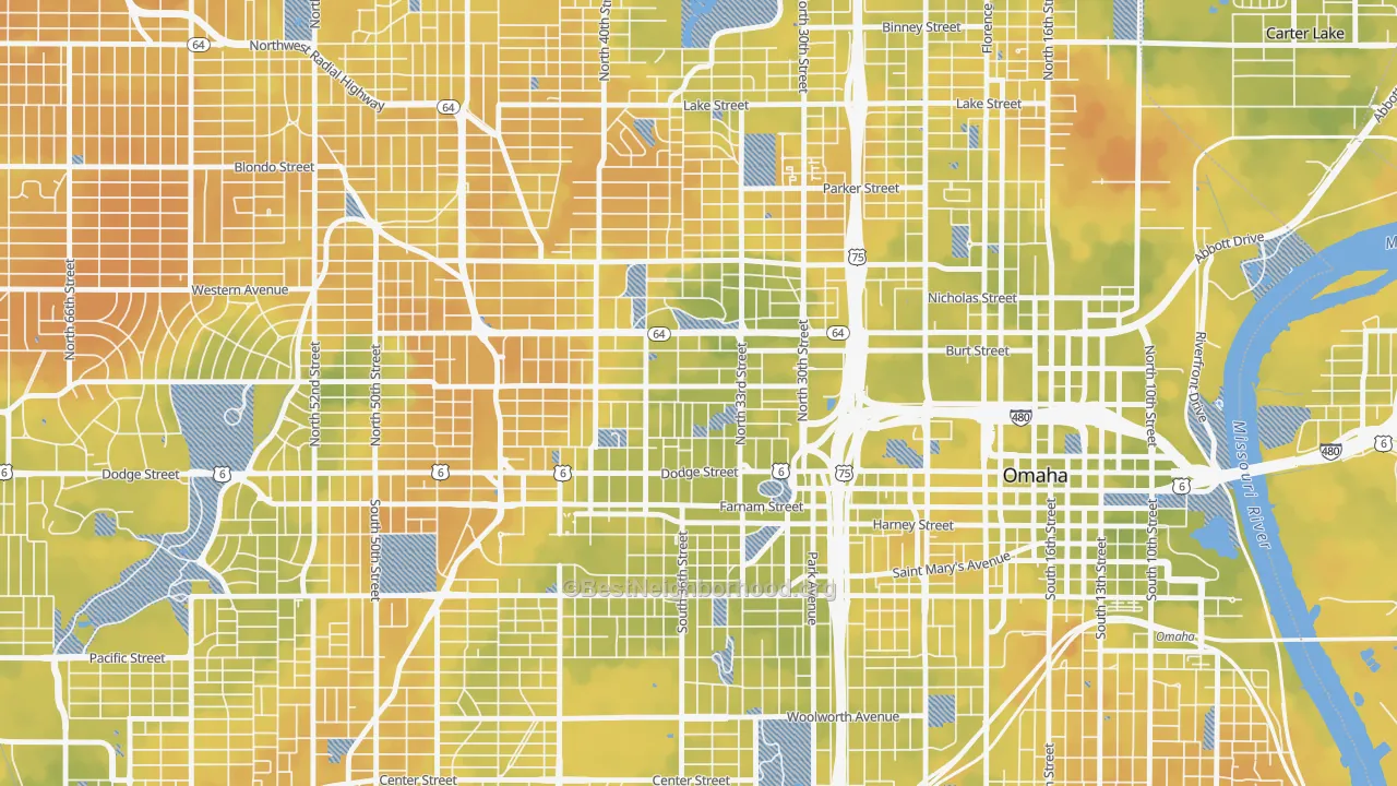 Bike Grade map of 68131, NE