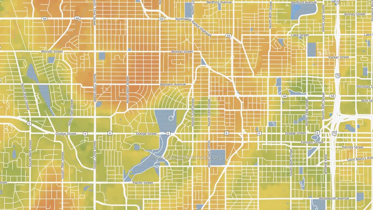 Bike Grade map of 68132, NE