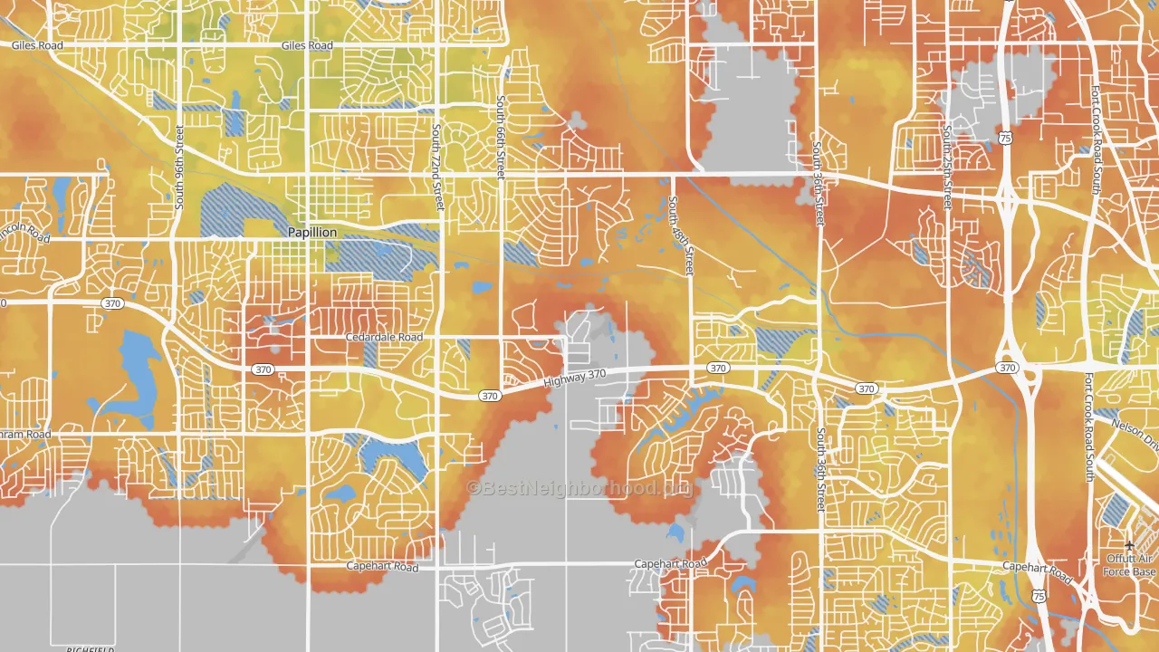 Bike Grade map of 68133, NE