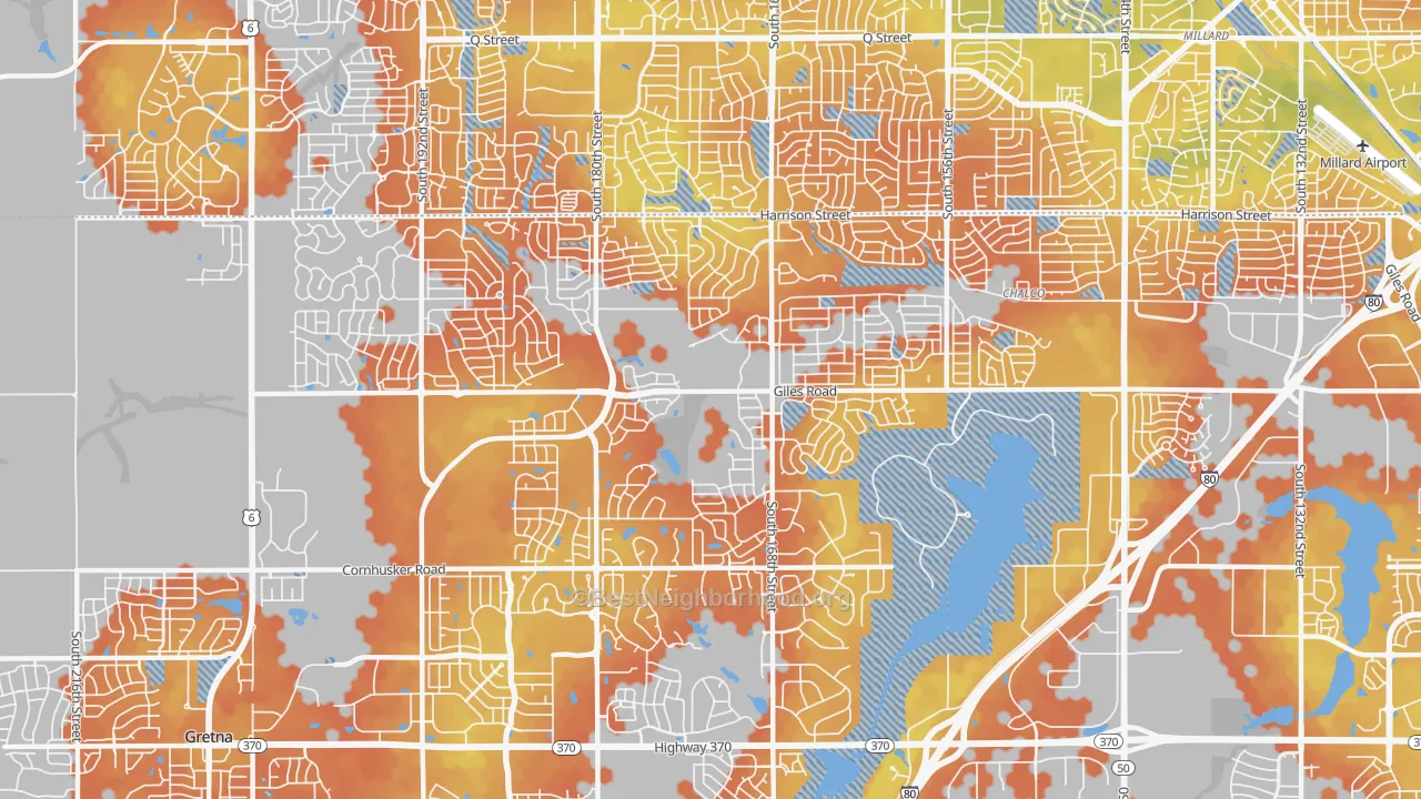 Bike Grade map of 68136, NE