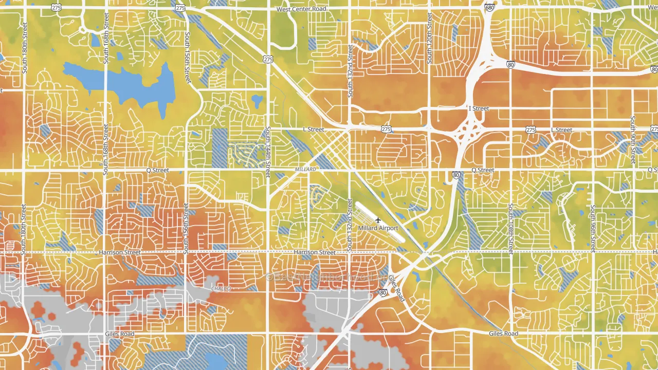 Bike Grade map of 68137, NE