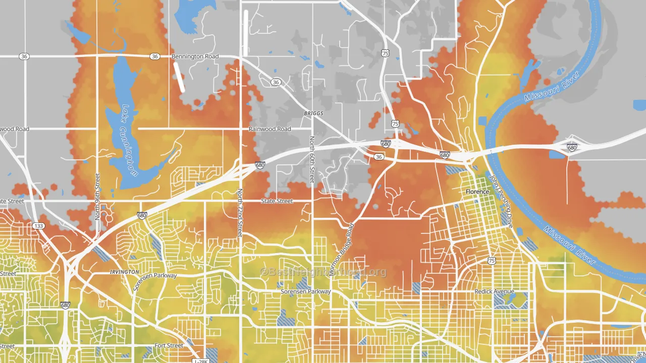 Bike Grade map of 68152, NE