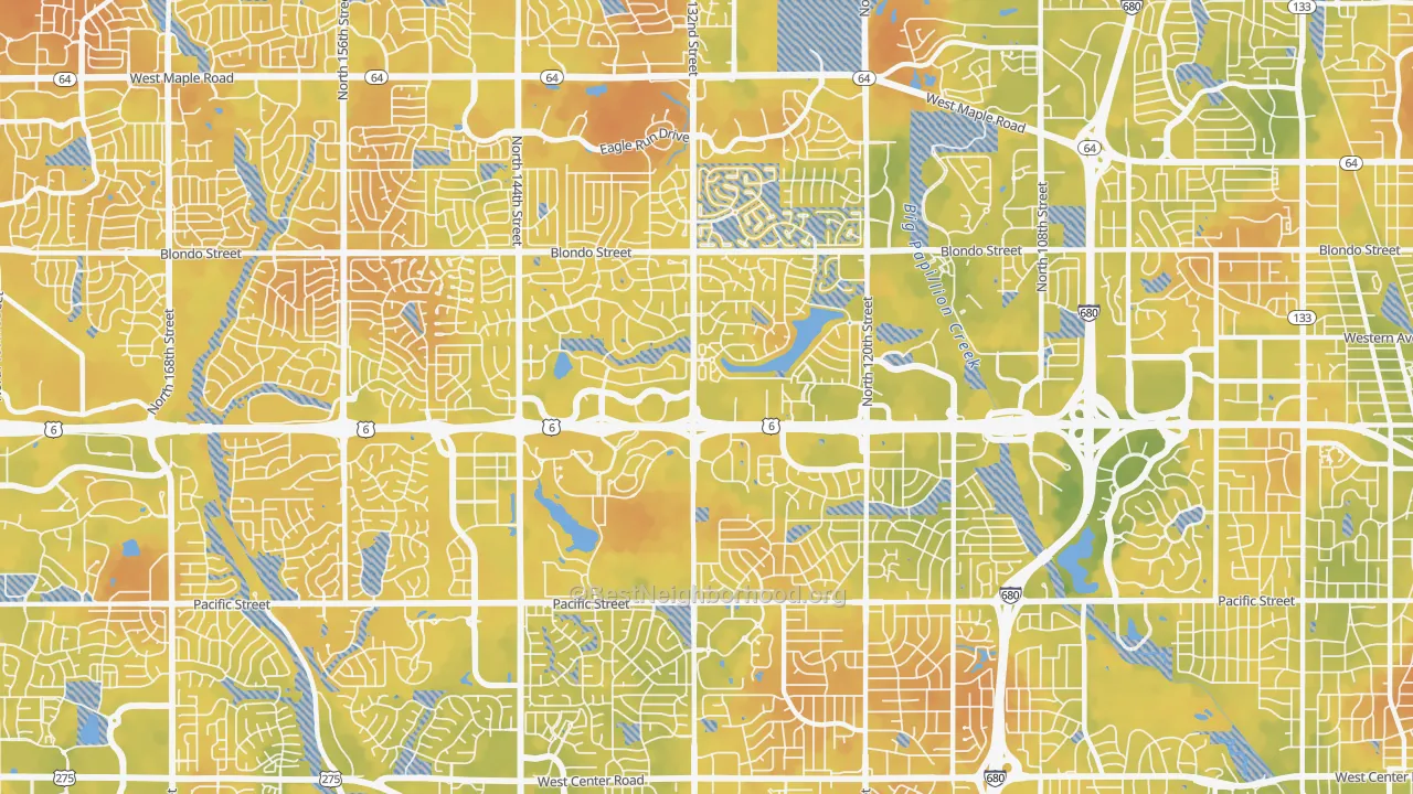 Bike Grade map of 68154, NE