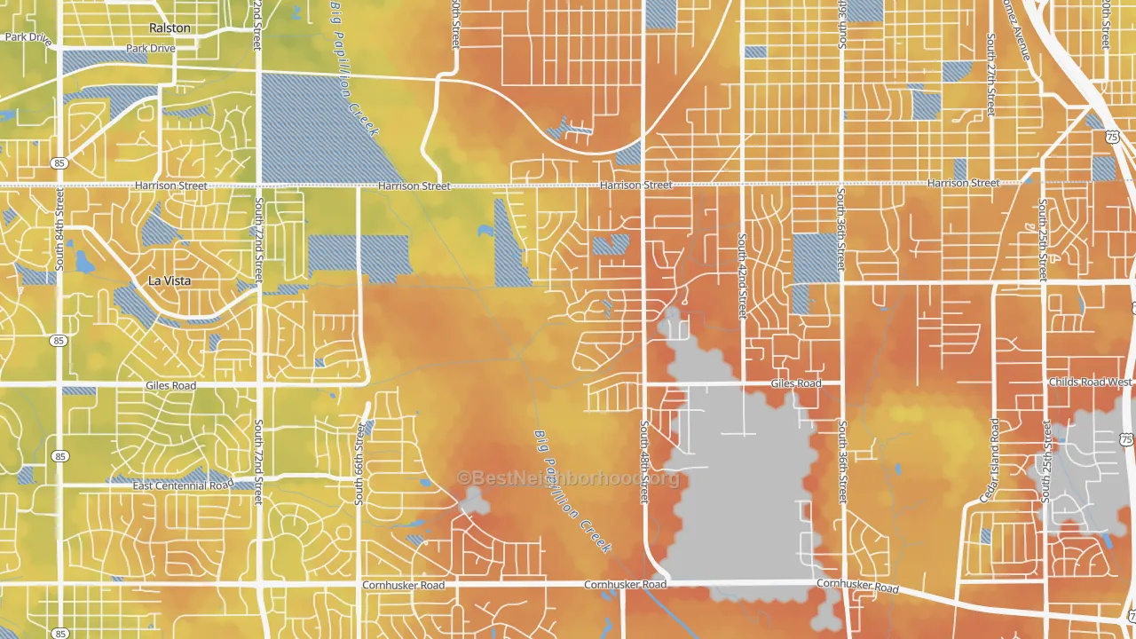 Bike Grade map of 68157, NE