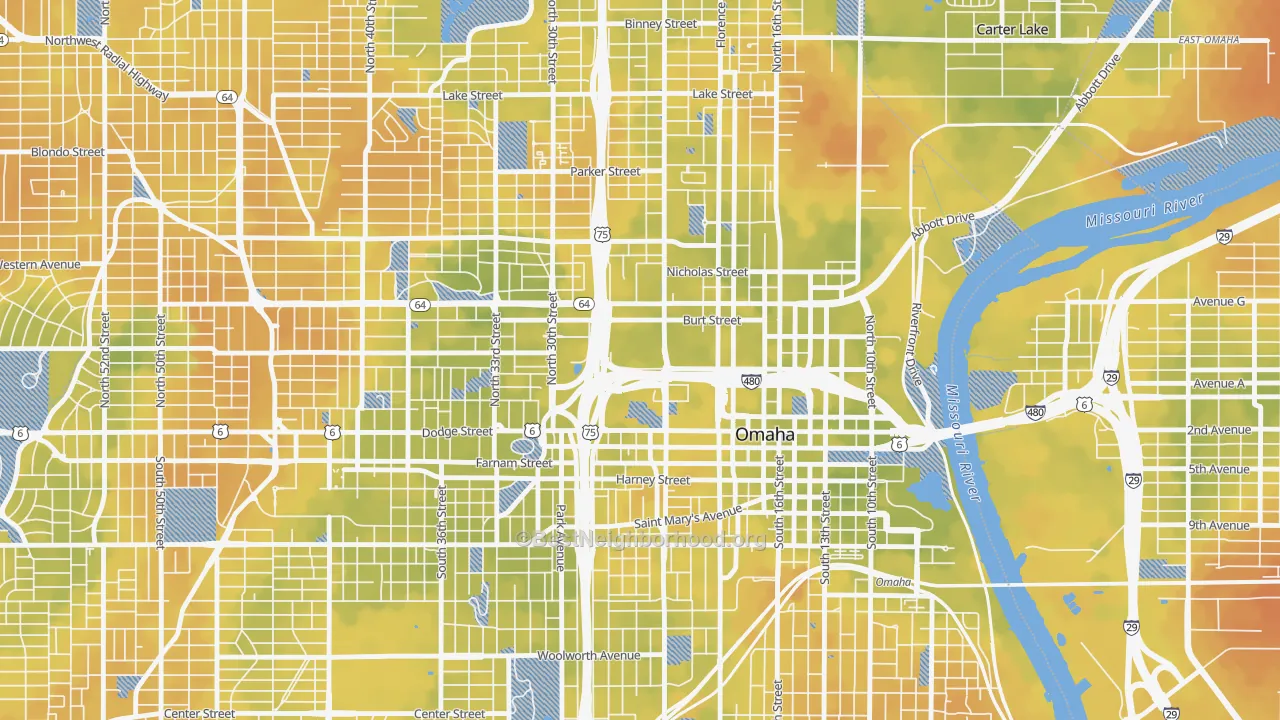 Bike Grade map of 68178, NE