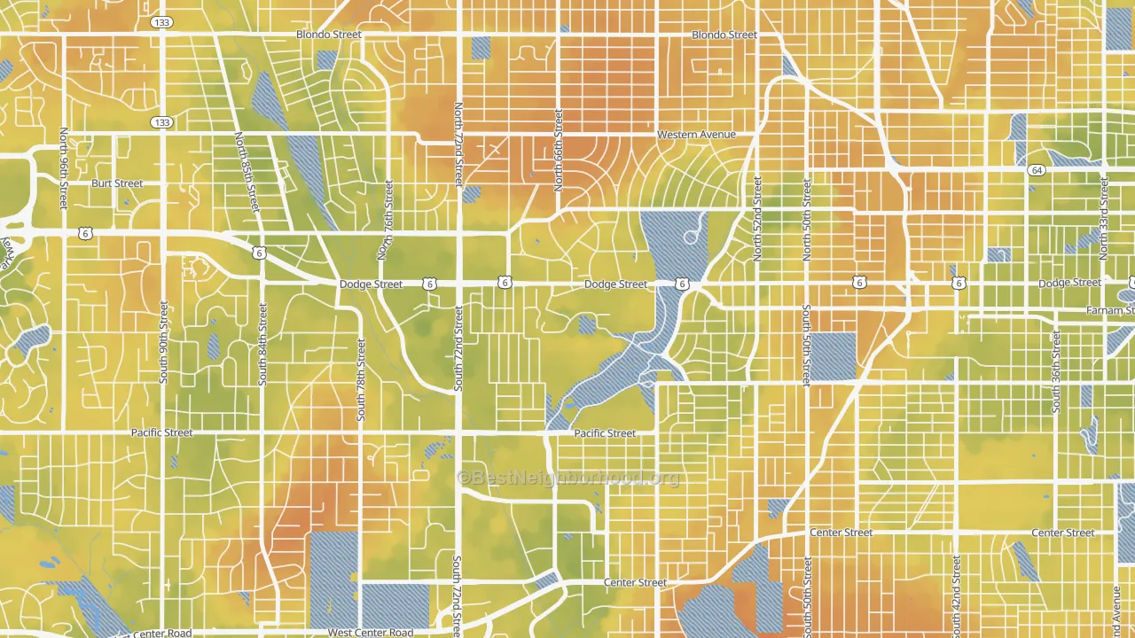 Bike Grade map of 68182, NE
