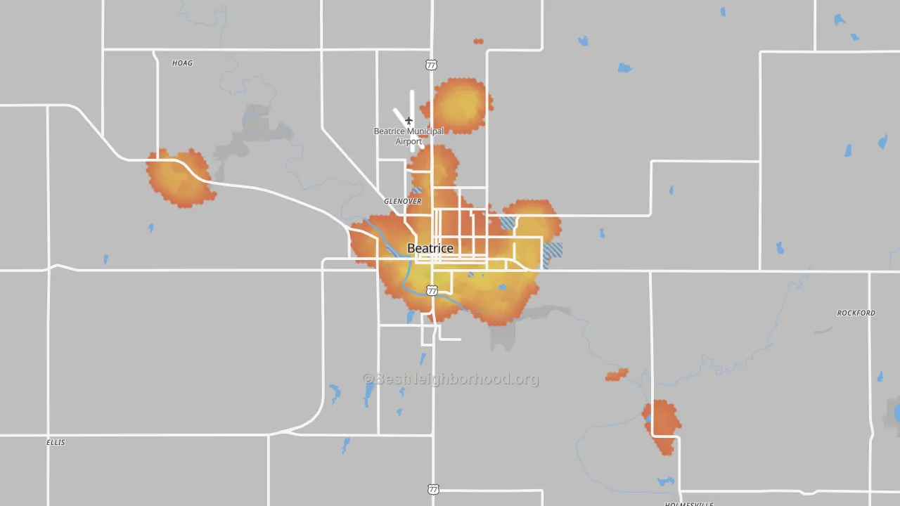 Bike Grade map of 68310, NE