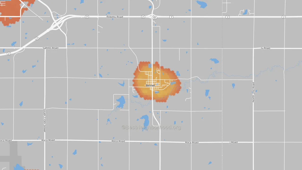 Bike Grade map of 68317, NE