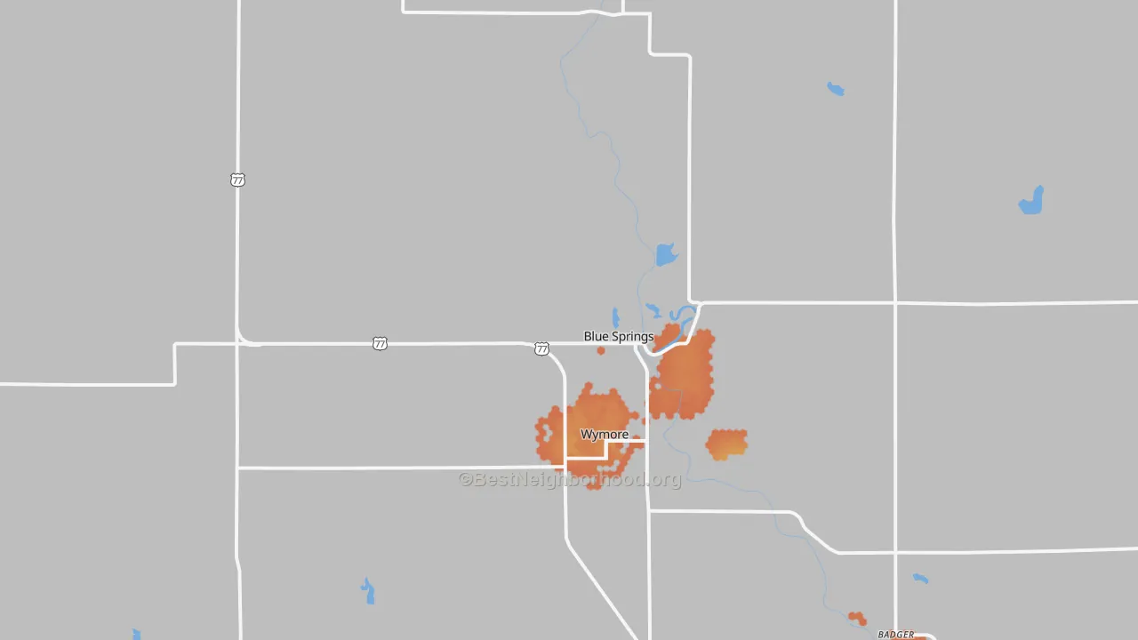 Bike Grade map of 68318, NE