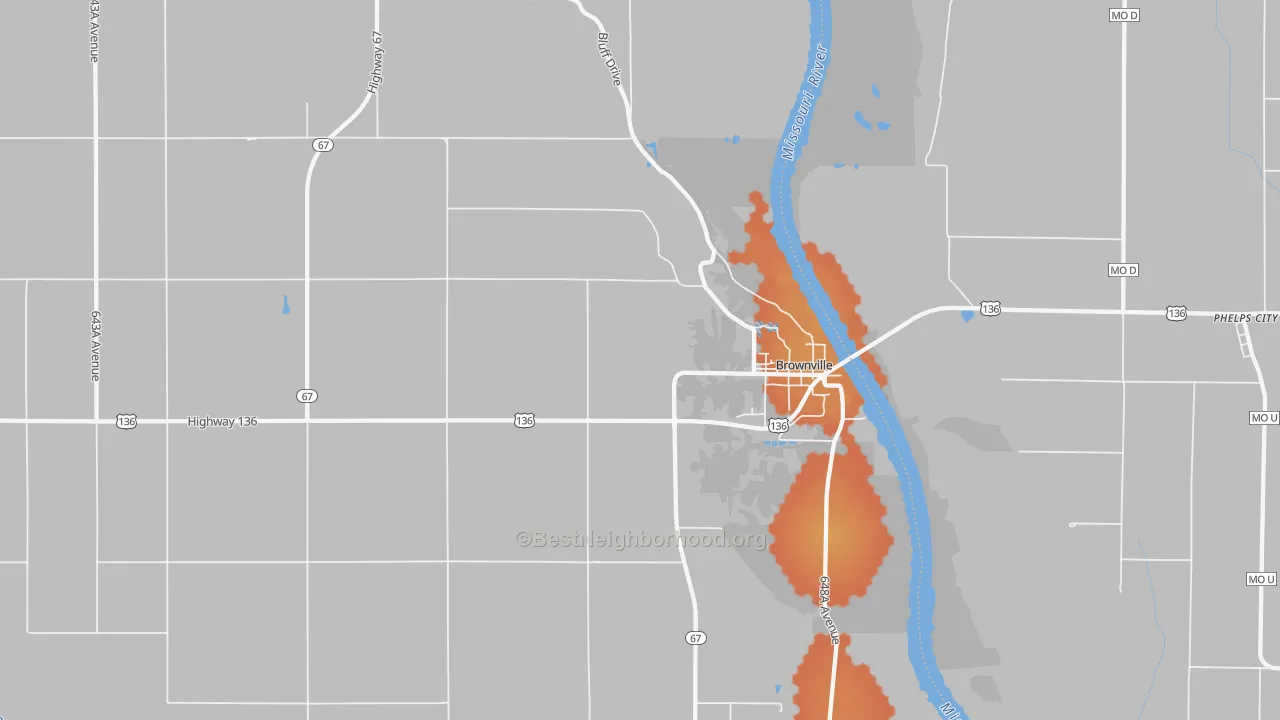 Bike Grade map of 68321, NE
