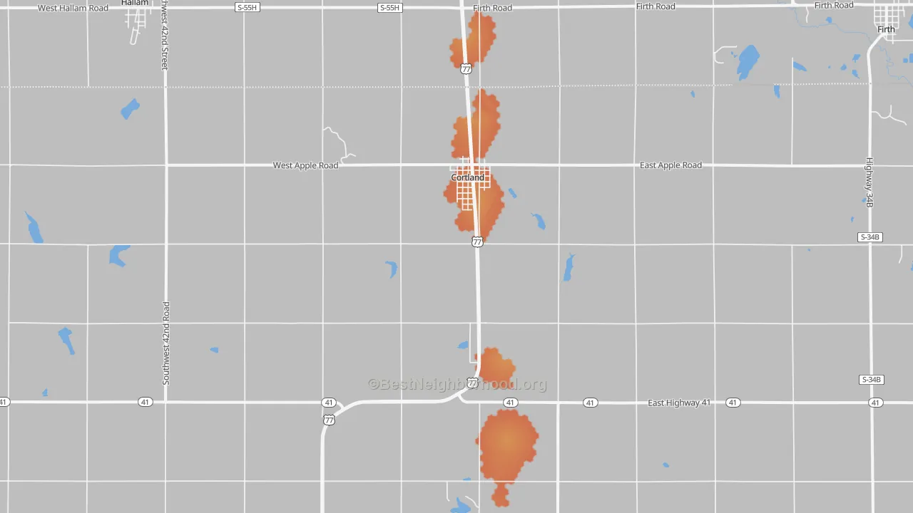 Bike Grade map of 68331, NE