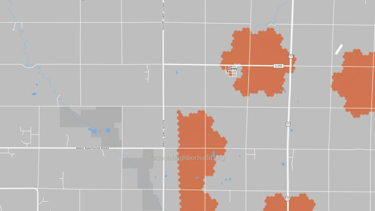 Bike Grade map of 68336, NE