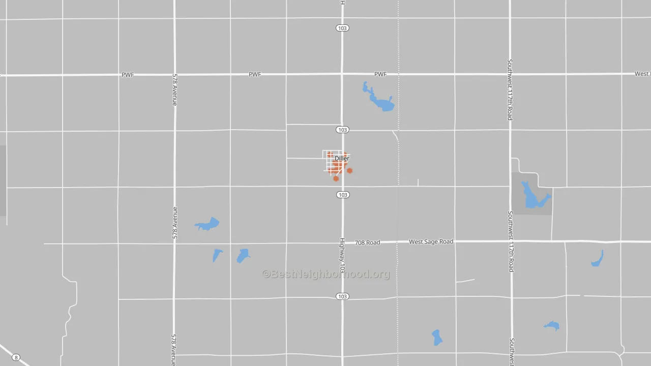 Bike Grade map of 68342, NE