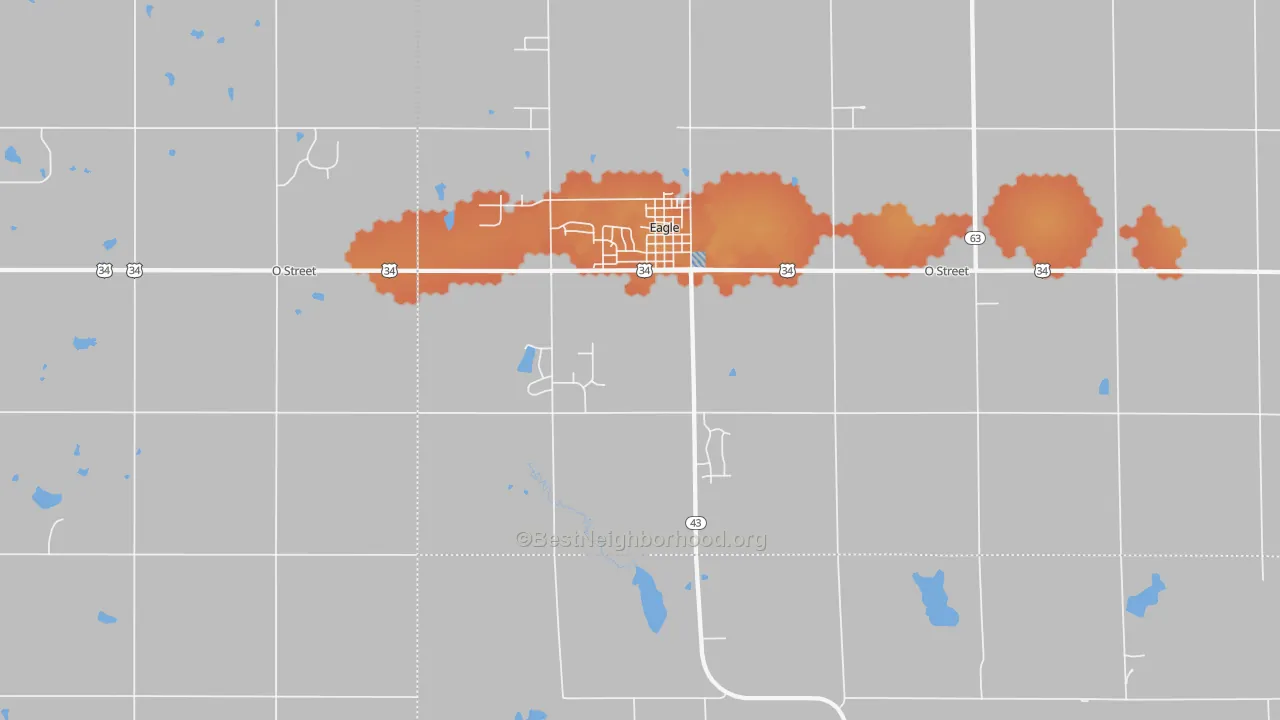 Bike Grade map of 68347, NE