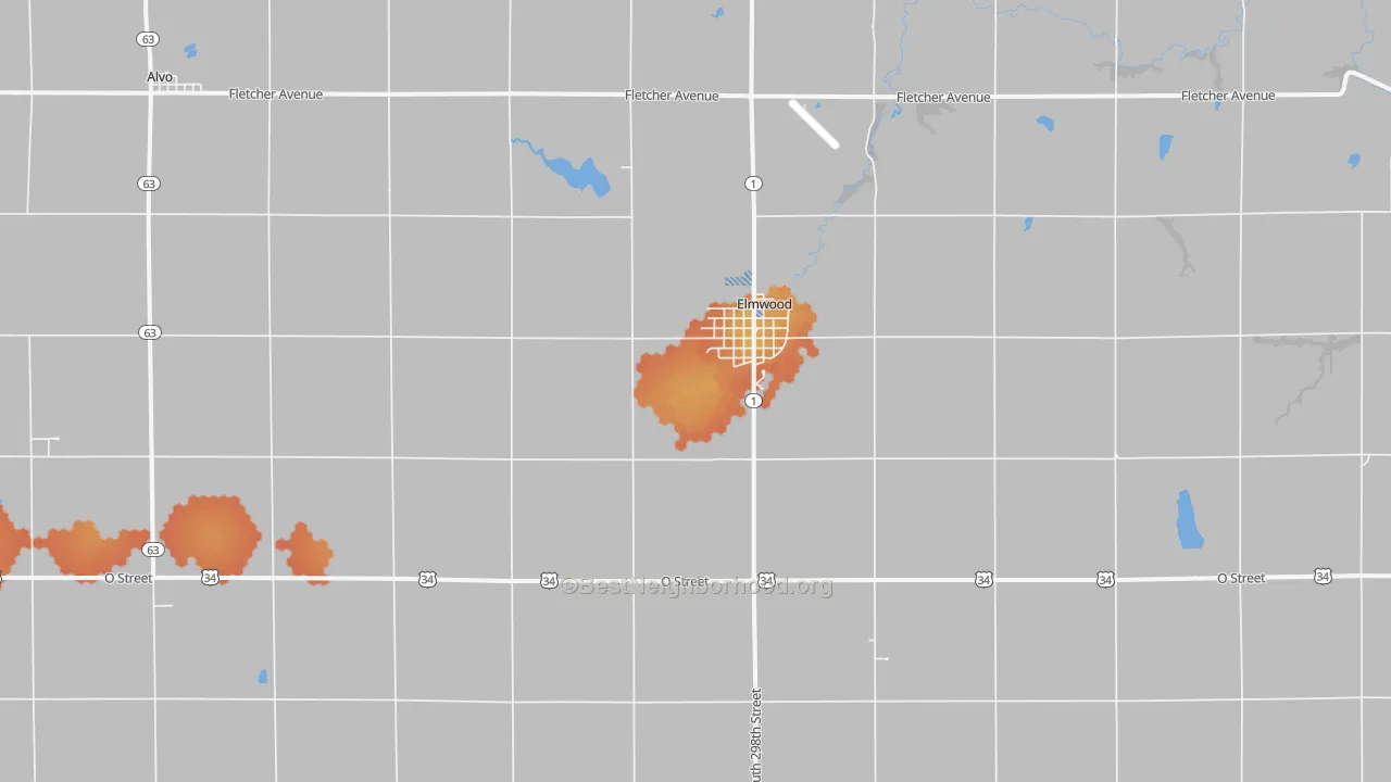 Bike Grade map of 68349, NE