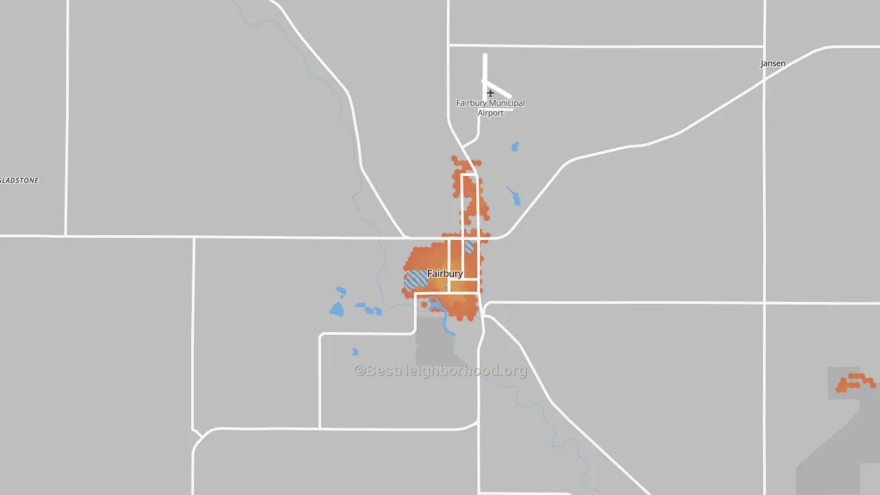 Bike Grade map of 68352, NE