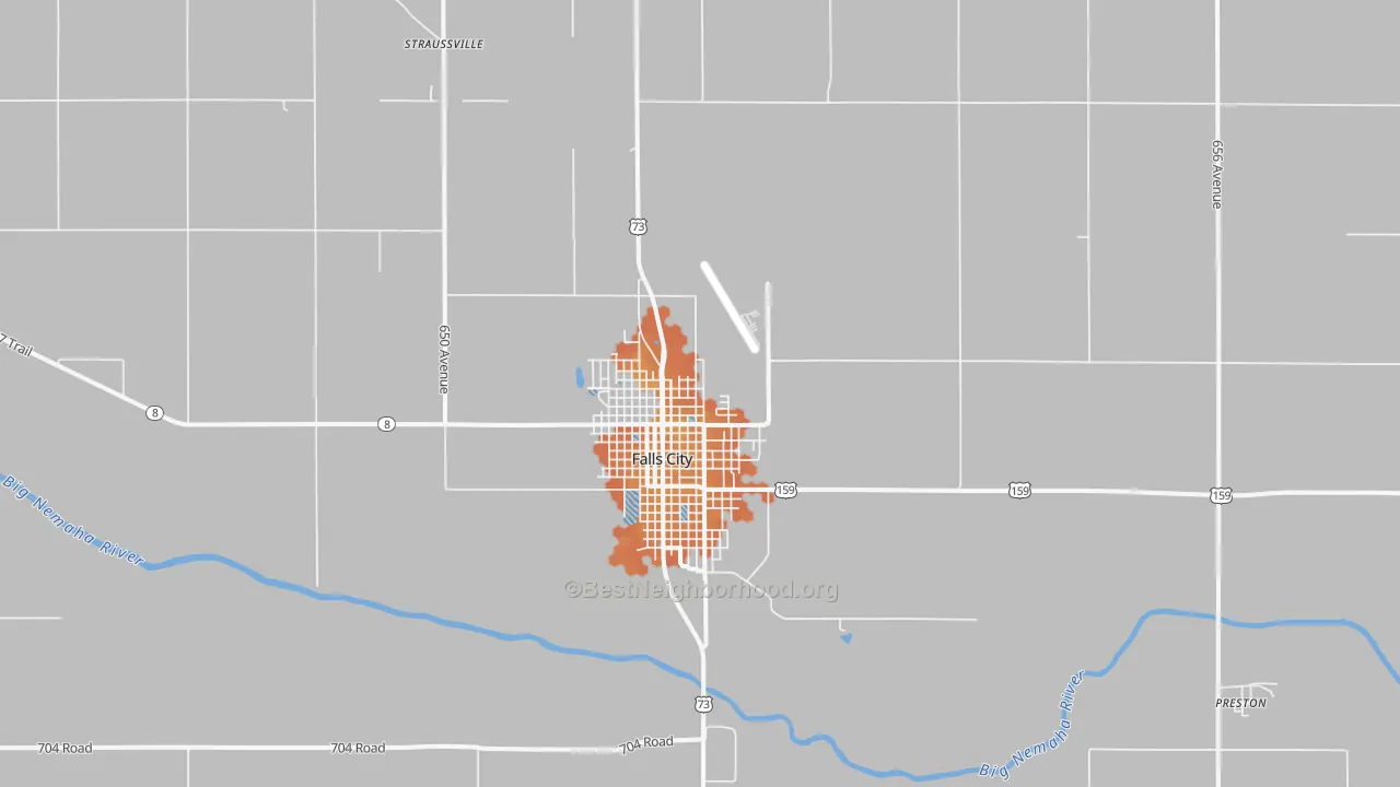 Bike Grade map of 68355, NE