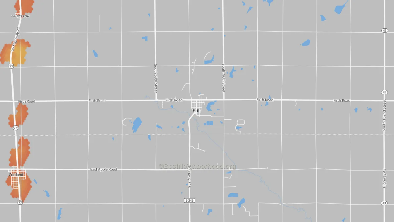Bike Grade map of 68358, NE