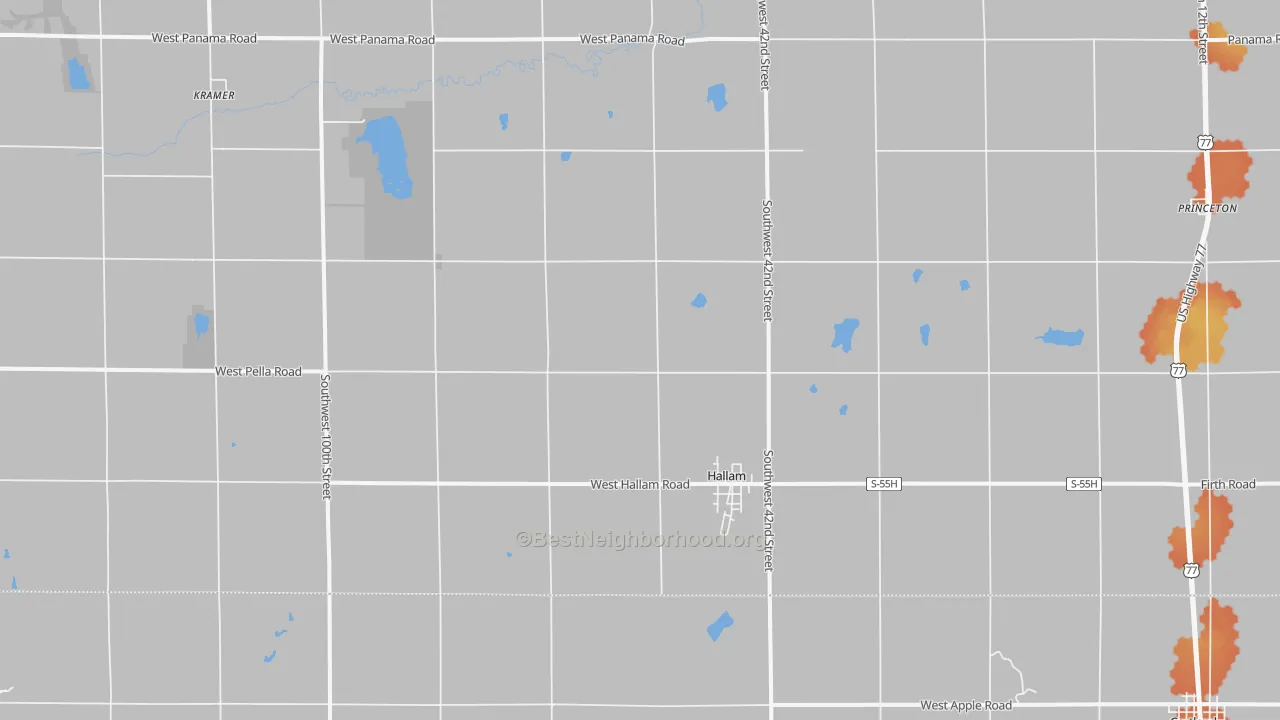 Bike Grade map of 68368, NE