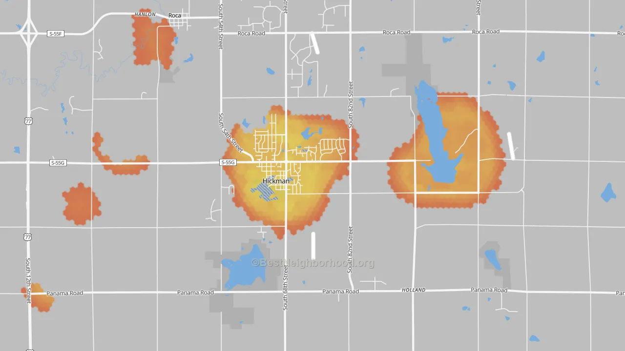 Bike Grade map of 68372, NE