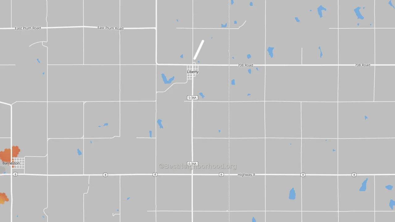 Bike Grade map of 68381, NE