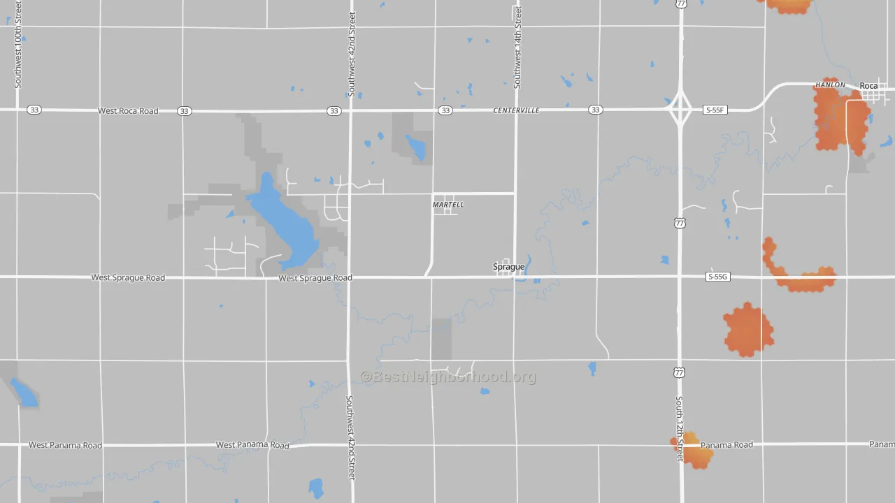 Bike Grade map of 68404, NE