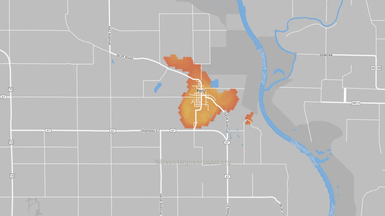 Bike Grade map of 68421, NE