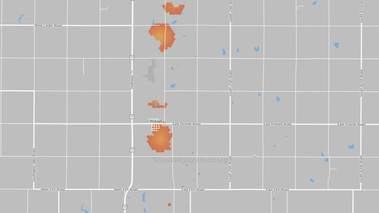 Bike Grade map of 68422, NE
