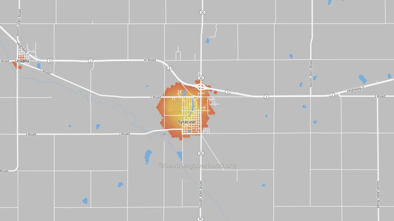 Bike Grade map of 68446, NE