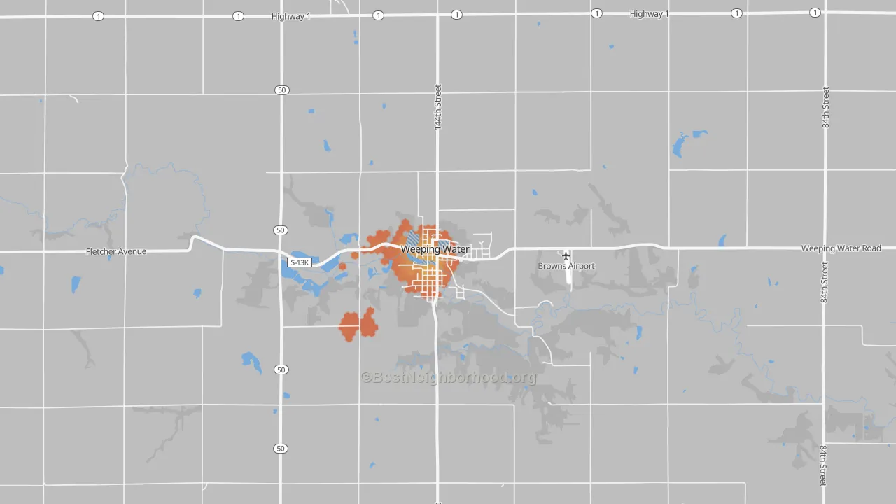 Bike Grade map of 68463, NE