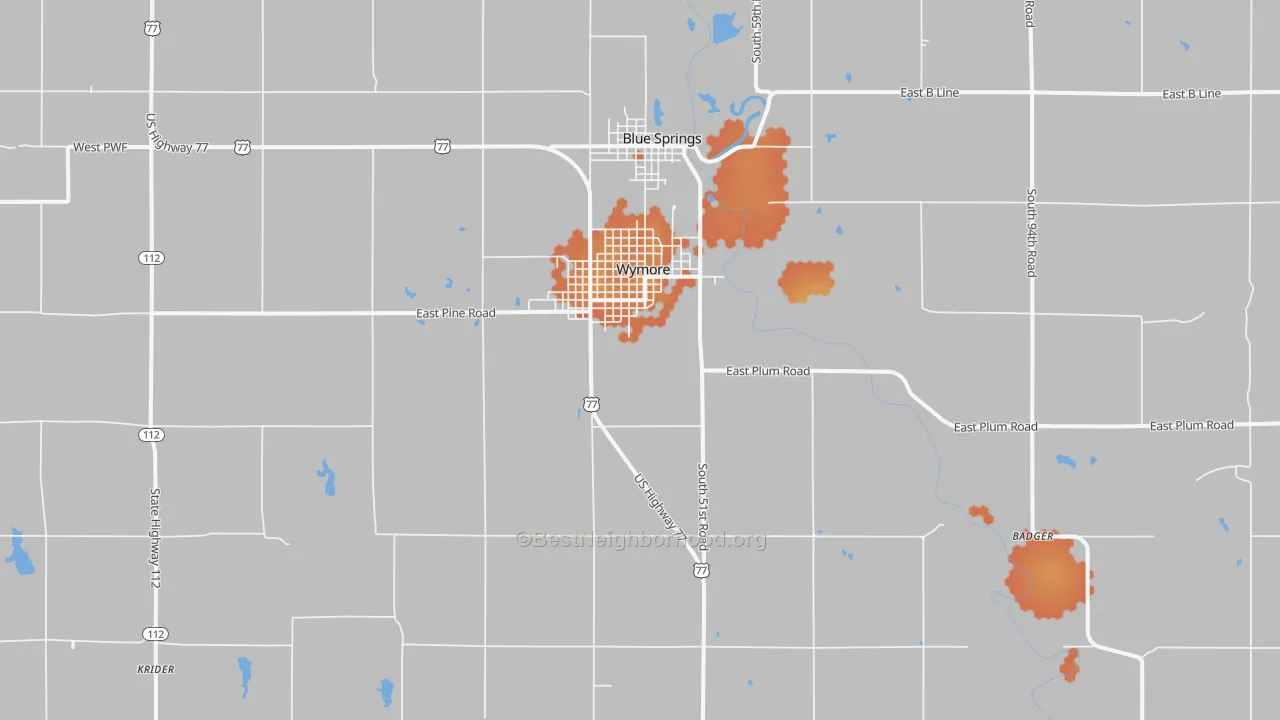 Bike Grade map of 68466, NE
